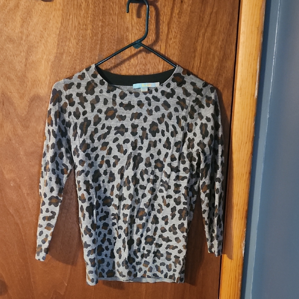 Boden Leopard Print Crewneck Sweater